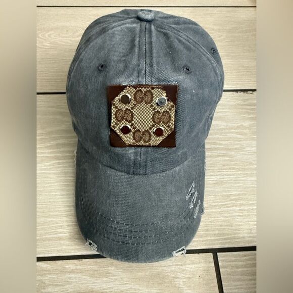 Brand new upcycled Gucci Stylish Gray Cap with patching